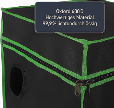 Тент для вирощування Rapid Teck Grow Zelt (60 x 60 x 120 см) Міні-теплиця для дому Чорно-зелений Гроубокс, шафа для вирощування, темна кімната, рослинний намет, теплиця для розсади, гроу-тент 60 x 60 x 120 см, Чорний/Зелений