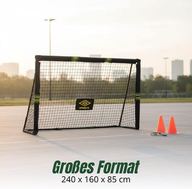 Футбольні ворота Umbro - Великі футбольні ворота - Футбольні ворота - Футбольні ворота для саду, дітей та дорослих - Тренувальний футбольний інвентар для приміщень та вулиці - Метал - Чорний/Жовтий 240x160x8 см