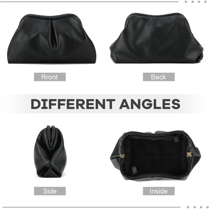 Жіноча клатч SUKUTU Плісирована сумочка Хмарка, вечірня сумочка з екошкіри, чорний колір