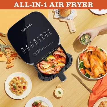 Аерофритюрниця Taylor Swoden 4.2 л, фритюрниця 8 в 1, фритюрниця без олії для 4-6 осіб, таймер на 60 хвилин - фритюрниця, фритюрниця 1400 Вт, зберігання кабелю, без бісфенолу А