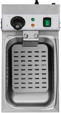 Електрична фритюрниця Royal Catering RCEF 08EB (8 л, 3 200 Вт, діапазон температур 50-200 C, холодна зона, з кришкою)