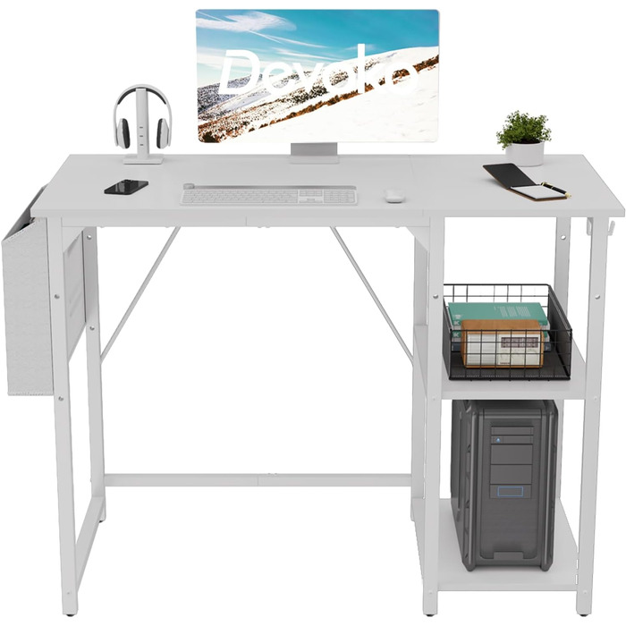 Комп'ютерний стіл Devoko зі зворотною полицею, 100-сантиметровий письмовий стіл з гачком для навушників, навчальний стіл в індустр