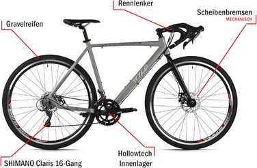 Гравільний велосипед WYLD 28 дюймів Turin Grey, 16 передач, розмір рами 56 см