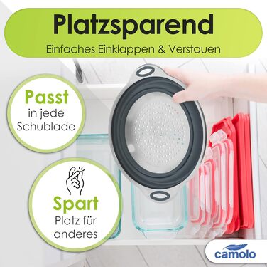 Сито для макаронів Ситечко з нержавіючої сталі та силікону Кухонне ситечко Складний сушарка Термостійкий та компактний сірий