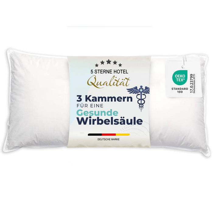 Подушка ZOLLNER преміум-класу з пір&39я з пуховим наповнювачем - Зроблено в Німеччині - Підходить для алергіків - Чохол з високоякісної бавовни Mako - Можна прати при температурі до 60C - 40x80 см - Готельна якість 40 x 80 см Білий