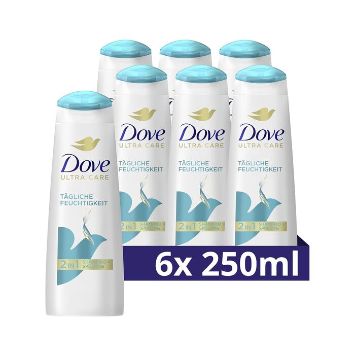 Шампунь і кондиціонер Dove 2-в-1 Щоденний зволожувальний інтенсивний догляд для гладкого волосся 250 мл 6 шт. 250 мл (6 шт.)