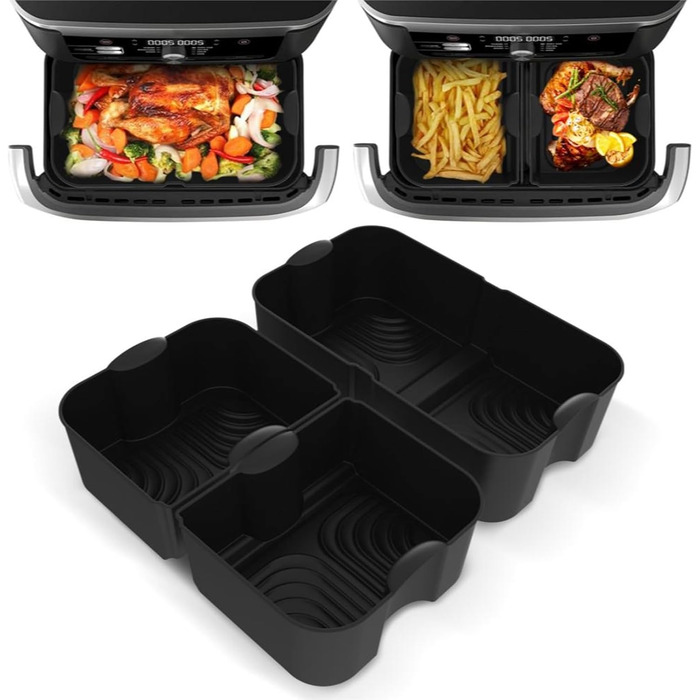 Аксесуари для фритюрниці Higher Ninja Foodi Flexdrawer 10.4 л AF500DE, фритюрниця з силіконовою формою, аксесуари для фритюрниці Ninja AF500EU AF500EUCP (3 шт. и, чорна)