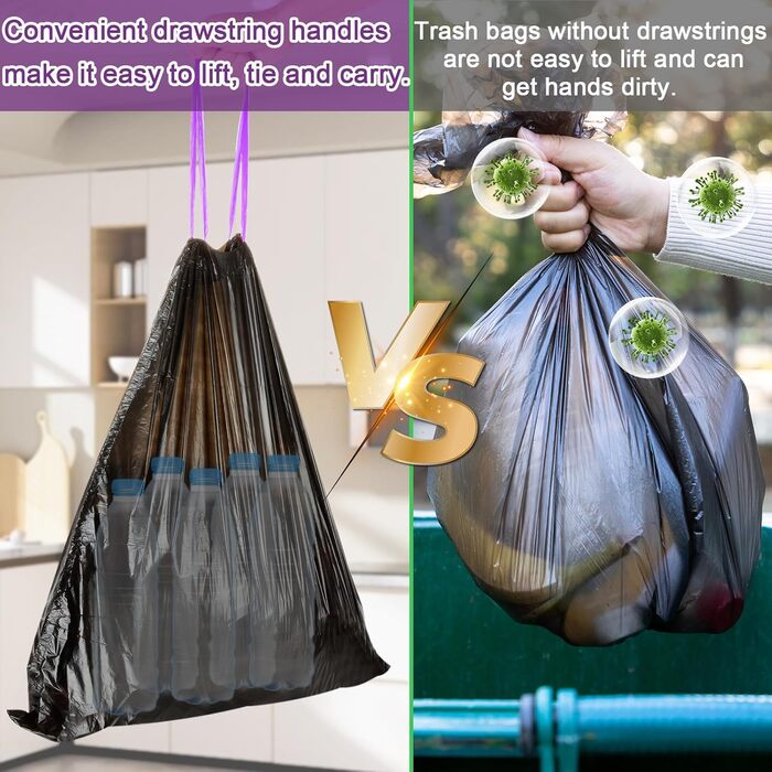 Чорних пакетів для сміття (25 л) зі шнурком, стійких до розривів та протікання, для баків об&39ємом 25-35 літрів, 9 рулонів, 261
