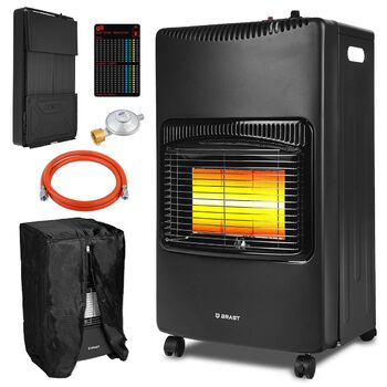 Газовий обігрівач BRAST Керамічний вулкан 4200 Вт 3 режими нагріву У комплекті захисний чохол, регулятор тиску зі шлангом та індикатор рівня заповнення Складаний та портативний Для газових балонів до 15 кг Газовий обігрівач, радіаційний обігрівач