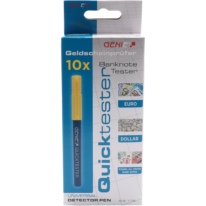 Ручка GENIE Quicktester Money Checker Pen (нескладний захист від фальшивих грошей), 10 шт. ука (10 упаковок)