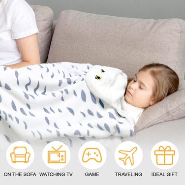 Портативна ковдра з капюшоном, ковдра з капюшоном у формі білої сови для дорослих, накидка з рукавичками, суперм&39який фланелевий подарунок у формі сови для жінок, дорослих та дітей, біла сова для дітей