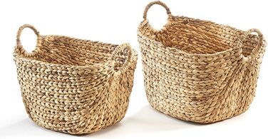 Кошик Kobolo з водяним гіацинтом та ручками - 56x40x34 см - коричневий - великий плетений кошик для зберігання білизни, книг та газет - стильний органайзер XL, міцний та виготовлений вручну 56x40x41 см