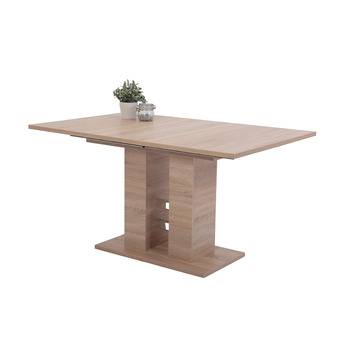 Столи Hela, стіл на п&39єдесталі Helena, матеріал на основі дерева з меламіновим покриттям, декор дуба Сонома, розсувний із синхронізованим механізмом висування 140-220x90 см