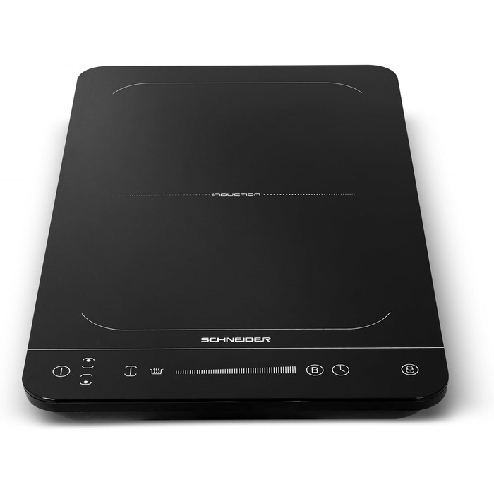 Мобільна індукційна варильна поверхня SCHNEIDER 2 пластини на 3500 Вт, змінна варильна поверхня, виявлення горщика та 10 рівнів, електрична варильна поверхня з таймером, блокування від дітей, захист від перегріву та дотику, чорна