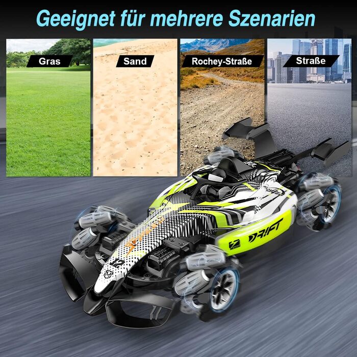 Автомобіль на дистанційному керуванні AYIQUTY з ручним керуванням, радіоуправляний трюковий автомобіль із світлом і паром, поворот