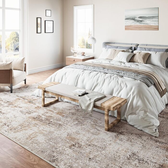 Килими, що праються, килим 150 x 210 см, коричневий сірий, сучасний абстрактний, для вітальні, спальні, великий, нековзний, з коротким ворсом, м&39які килими для вітальні, килим для їдальні, офісу, коричневий/сірий 150 x 210 см (прямокутний)