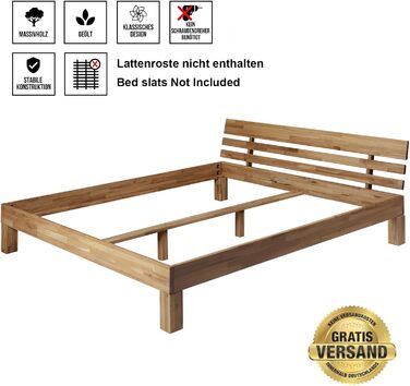 Ліжко з масиву дерева Krok Wood Julia з дуба (180 x 200 см) 180 x 200 см Дуб