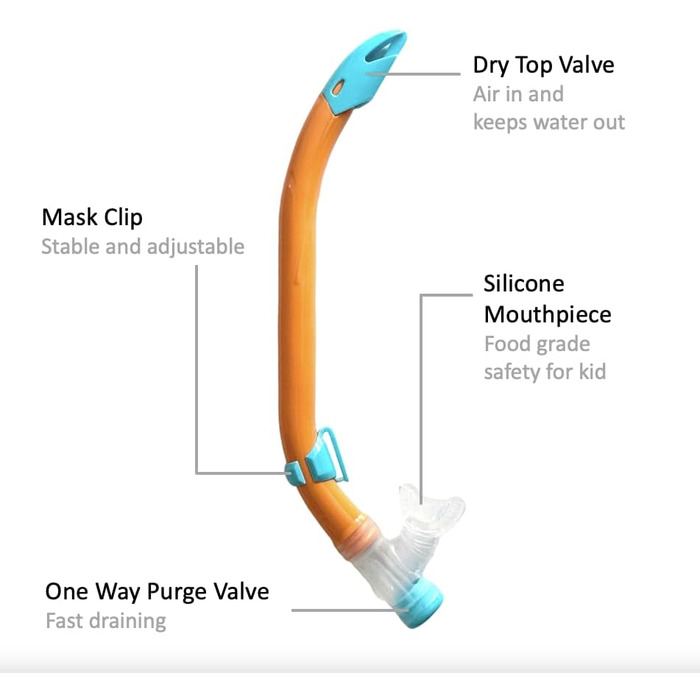 Дитячий набір для підводного плавання, силіконова маска для дайвінгу із захистом від протікання та запотівання, суха трубка, силіконовий матеріал, набір для підводного плавання для хлопчиків та дівчаток, &quotЗнайди свого Немо&quot - синій/помаранчевий