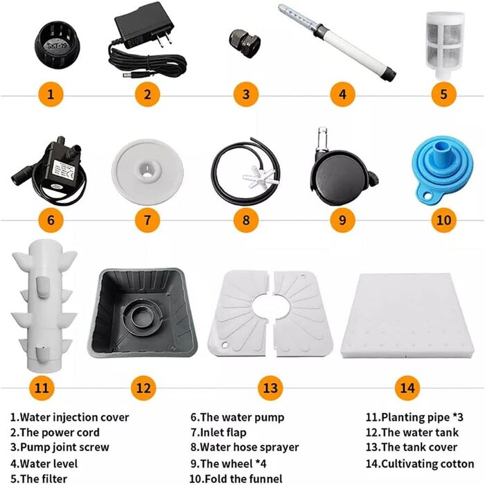 Ярусів, 45 отворів, система вирощування в аквапоніці, набір для аеропоніки в саду без грунту для вирощування трав, фруктів і овочів з гідратаційним насосом, адаптером, сітчастими горщиками, 15