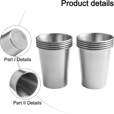 Стаканчик для води з нержавіючої сталі, 350 мл, міцна конструкція з нержавіючої сталі 304, штабельований дизайн для кемпінгу, вечірок та використання на свіжому повітрі