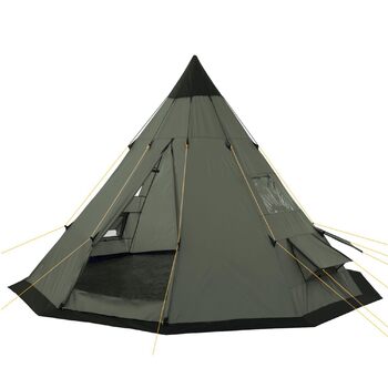 Намет CampFeuer Tipi Tent Spirit для 4 осіб Індіанський намет для кемпінгу, походів, водяний стовп 3000 мм Намет-гребень, намет-піраміда, круглий намет Груповий намет, кемпінговий намет, сімейний намет, коричневий/світло-коричневий