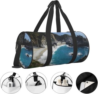 Спортивна сумка, дорожня сумка, пляжна сумка з принтом Водоспад, сумка на нічліг, чорна, універсальний розмір