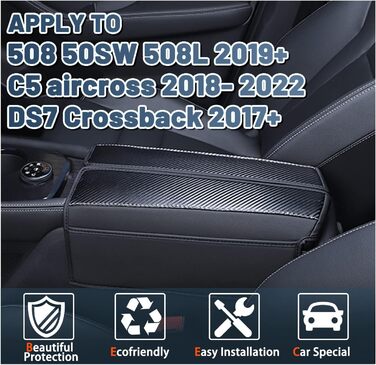 Сумісний з Peugeot 3008 5008 2017-2023 508GT 508SW 2020-2023 Кришка центрального підлокітника, Кришка підлокітника центральної консолі Чохол на підлокітник 3008 Аксесуари Білий