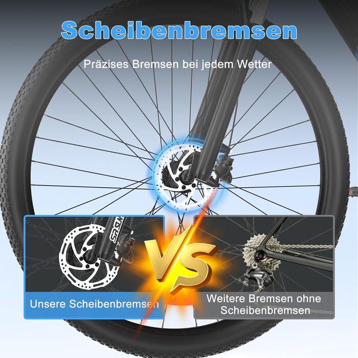 Електровелосипед M920 27,5 дюйма для дорослих 9-швидкісний електровелосипед зі змінним акумулятором 36 В 13 Аг, двигуном 250 Вт, швидкістю 25 км/год та запасом ходу до 60 км. Синій.