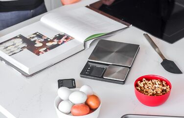 Цифрові кухонні ваги KitchenAid з двома платформами, зважують від 5000 г до 500 г, чорний, з секундоміром одного розміру