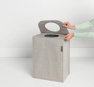 Мішок для білизни - Швидке відкриття - Міцний текстильний мішок - Економія місця - Кришка складається, утворюючи ручки - Легке спорожнення - Сірий - 55 л - 29,5 x 54,0 x 50,5 см