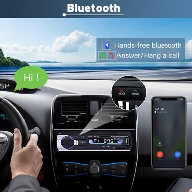 Автомобільна стереосистема Hikity з Bluetooth гучного зв'язку, автомобільна стереосистема 1 Din з Bluetooth USB/TF/MP3-плеєром/AUX, FM-автомагнітола з пультом дистанційного керування, USB-порти для відтворення музики та заряджання