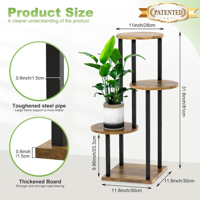 Рівнева дерев&39яна полиця для квітів, металева полиця для рослин, багаторівнева підставка для квітів, підставка для рослин, лавка для квітів, квіткові драбини, сходи для рослин, стояча полиця для внутрішнього та зовнішнього декору саду, балкону (кругла ч
