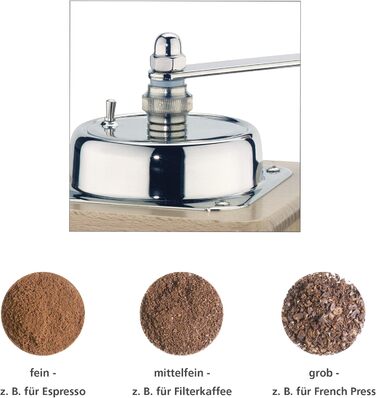 Кавомолка Zassenhaus Montevideo Ручна кавомолка з кавомолкою з міцної спеціальної сталі Регульований крупний/дрібний помел Корпус