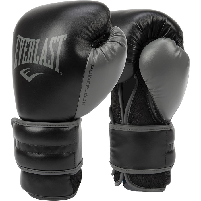 Боксерські рукавички Everlast Powerlock 2R, для боксерського мішка, лап та спарингу, з функцією підтримки зап&39ястя Turnback, 4-шарова піна оригінальне спорядження Everlast Black 14OZ