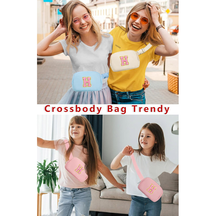 Маленька сумка на пояс з нашивкою з ініціалами, регульований ремінець для жінок, підлітків, дівчат, бігу, подорожей, спортзалу, по