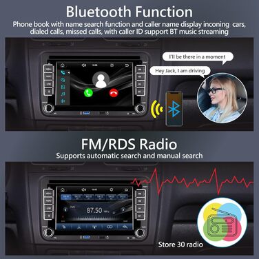 Автомобільне радіо KTTCORLP з Linux та екраном для Golf 5 6 VW Polo T5 Passat Touran Seat з навігацією FM/AM, Apple Carplay, Android Auto, керування на кермі, 2Din Dab, сенсорний дисплей 7 дюймів