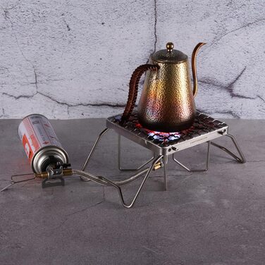 Портативний складаний гриль для кемпінгу Campingmoon над вогнем, роздільні печі, нержавіюча сталь 304 (дротяна сітка (MS-1011)) сріблястий