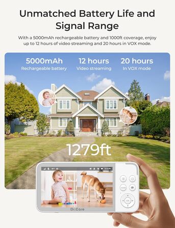 5 1080P HD, 2K Camera, App Control, Motion & Cry Alarm, Night Vision, 5000mAh, Two-way Audio, 390m Range, 5 1080P HD, 2K Camera, A