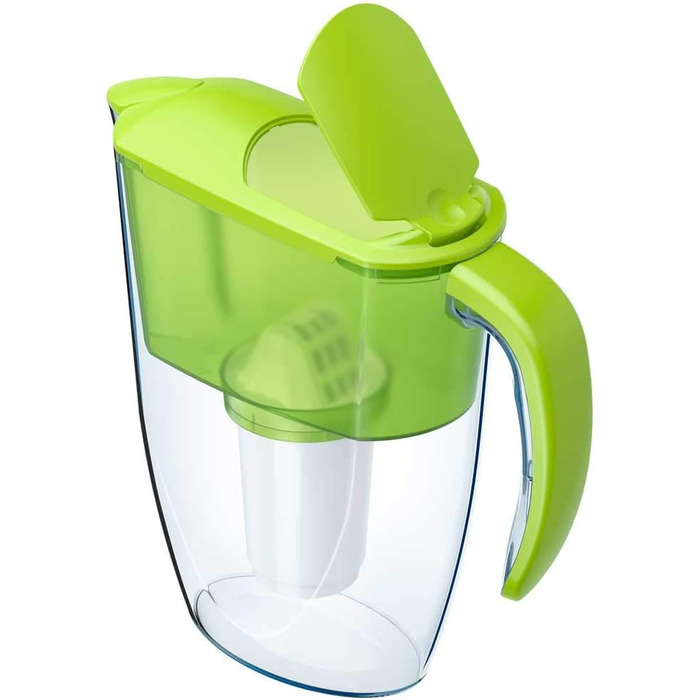 Фільтр для води AQUAPHOR Smile light green, включаючи 1 фільтр A5 з магнієм I Зменшує вапняний наліт і хлор I Графин на 2,9 л I Компактний і легкий фільтр для води I Настільний фільтр для води I Розміщується в дверцятах холодильника
