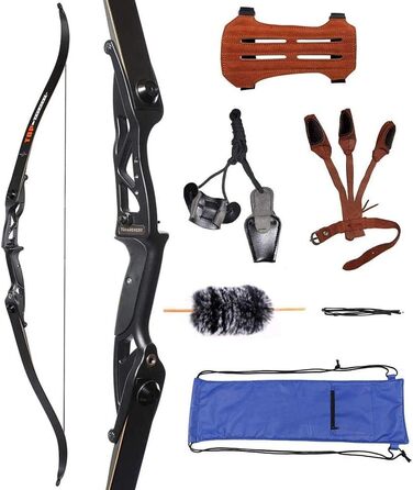 Професійний мисливський рекурсивний лук Huntingdoor 13–23 кг – для дорослих та початківців, для правшів, з аксесуарами та захистом для руки