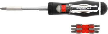 Викрутка з тріскачкою GEDORE red з бітотримачем, 1/4 6,3 мм шестигранник, телескопічне лезо, перемикач напрямку обертання, R38920000