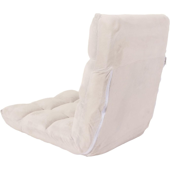 Крісло Mendler HWC-N43, Крісло-реклама з подушкою для підлоги, Складане крісло з 6 положеннями відкидання, Міцний каркас, Оксамит - Кремово-сірий