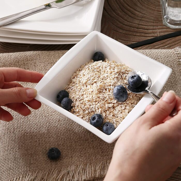 Серія Blance, 6 шт. Кремово-білі порцелянові миски Набір мисок Пластівці Десертні миски Миска 14,5X14,5X6 см Миска з 6 предметів