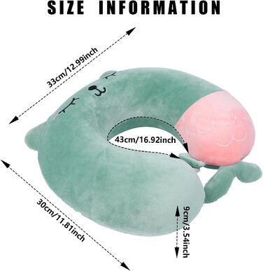 Подушка для шиї Apricitie для дітей, подушка для шиї для дорослих для подорожей, 33 х 30 см з піни з ефектом памяті Подушка для подорожей тварина Подушка для подорожей літак, дитяча подушка для шиї літак U-подібна подушка для підтримки шиї (зелена)