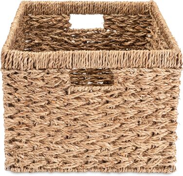 Кошик для зберігання Decorasian, полиця-кошик, плетений з морської трави - дуже міцний - XL (44 см x 33 см x 25 см) натуральний