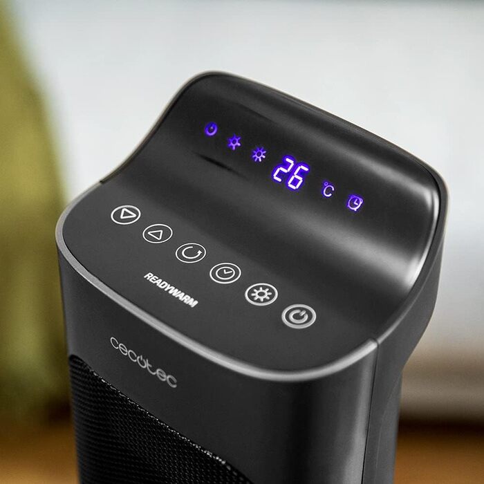 Керамічний обігрівач Cecotec ReadyWarm 6800 Ceramic Sky Smart. Керамічний обігрівач потужністю 2000 Вт з пультом дистанційного керування, світлодіодним дисплеєм, вибором температури, таймером, коливаннями, 3 режимами роботи, двигуном постійного струму, пу