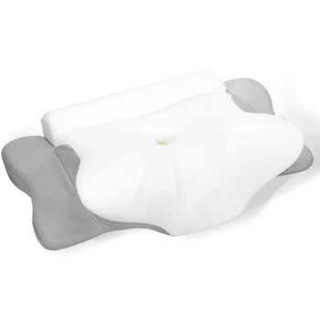 Ортопедична подушка LAMB з піни з ефектом пам&39яті, ергономічна подушка для сну на боці, підтримка шиї та валик для шиї два в одному, сірий колір