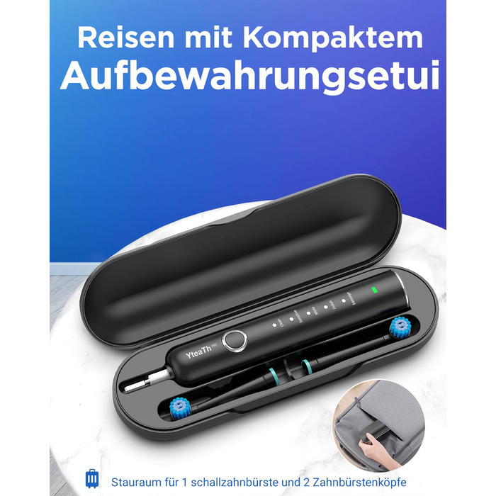 Обертова електрична зубна щітка для дорослих та дітей з 8 насадками, електрична зубна щітка з настінним тримачем та зарядною станцією, 5 режимів чищення та дорожній футляр, 60 днів роботи від акумулятора