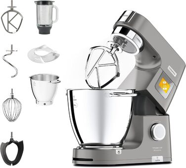 Кухонний комбайн Kenwood Titanium Chef Patissier XL KWL90.034SI (1400 Вт) з набором для кондитерів (4 предмети), сріблястий набір для приготування пасти MAX980ME з нержавіючої сталі