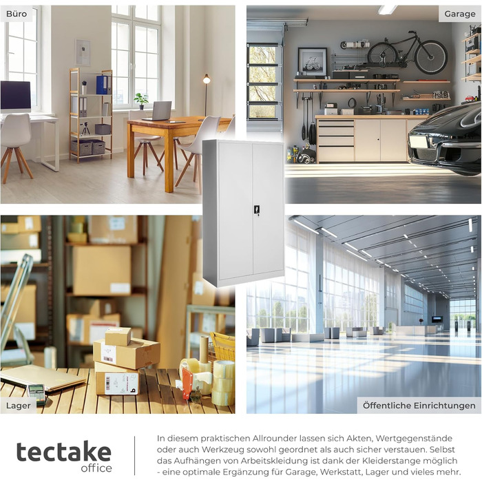 Картотечна шафа Tectake, шафка-купе, багатофункціональна шафа, гардеробна з вішалкою для одягу, побутова шафа з 6 відділеннями, картотечна шафа, що замикається, вкл. полиці, 180x80x40см сірий 180 x 80 x 40см Сірий